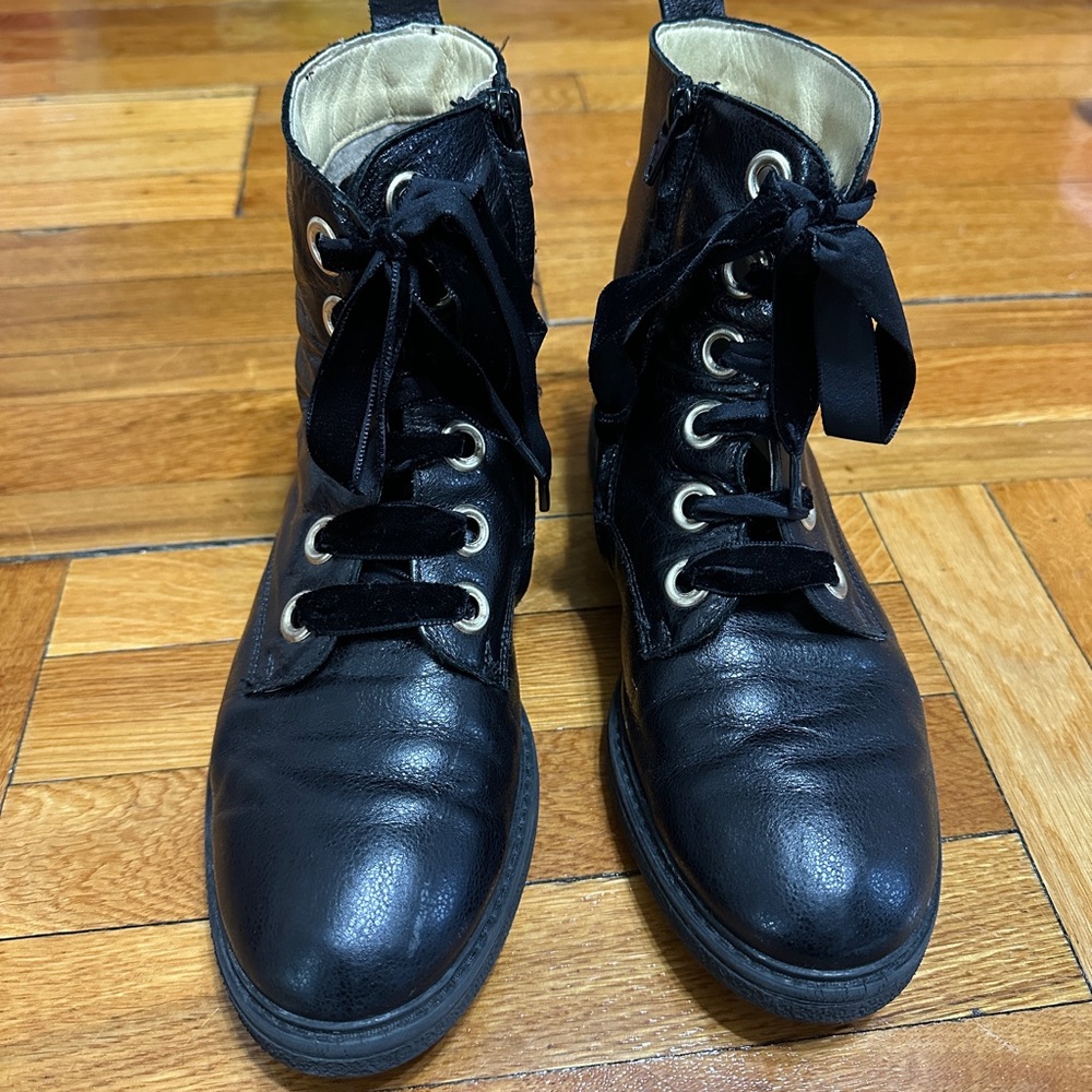 Black Lace-Up Ankle Boots